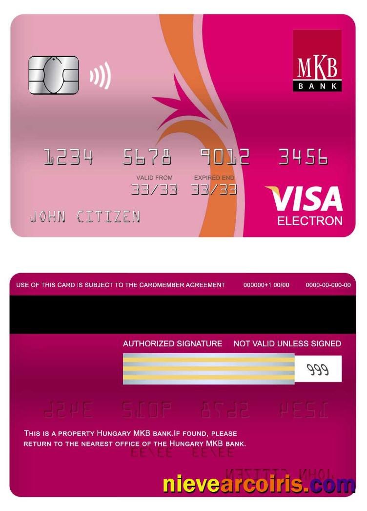 Hungary MKB bank visa electron card
